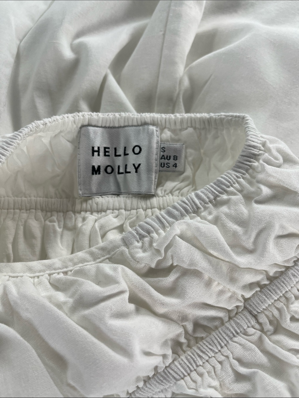 Hello Molly White Halter Mini Sundress with Adjustable Ties Linen Blend Sz S/4 - Picture 3 of 6